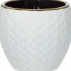 Doniczka ceramiczna Konti 8 (biały/złoty)