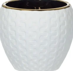 Doniczka ceramiczna Konti 8 (biały/złoty)