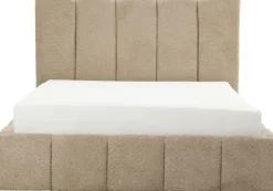 Łóżko tapicerowane Bianko 140 (boucle cappuccino) ze stelażem i pojemnikiem