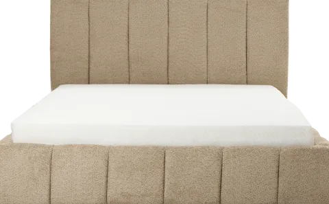Łóżko tapicerowane Bianko 160 (boucle cappuccino) ze stelażem i pojemnikiem