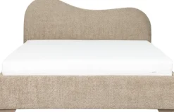 Łóżko tapicerowane 160 Cloudi (boucle cappuccino) ze stelażem i pojemnikiem