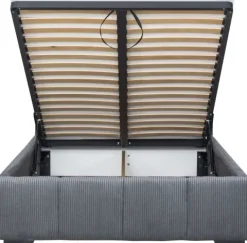Łóżko tapicerowane 120 Mindy (sztruks grafit) ze stelażem i pojemnikiem