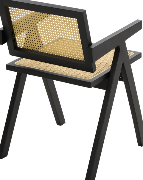 Krzesło drewniane Nerivo 41 (rattan/czarny)
