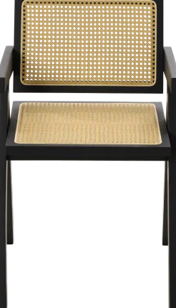 Krzesło drewniane Nerivo 41 (rattan/czarny)