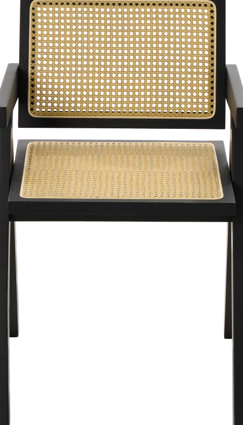 Krzesło drewniane Nerivo 41 (rattan/czarny)