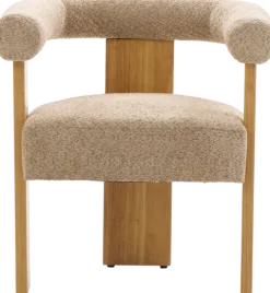 Krzesło drewniane Velu 43 (boucle cappuccino/jasne drewno)