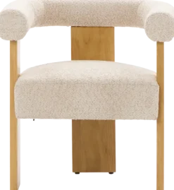 Krzesło drewniane Velu 43 (boucle beż/jasne drewno)