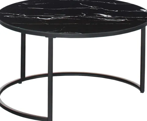 Stolik kawowy 80cm Marbi 9 (czarny-marmur)