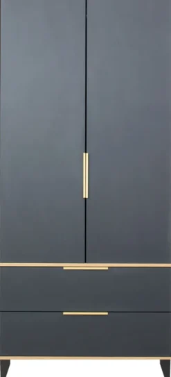 Szafa dwudrzwiowa z szufladami Floryda (grafit/dąb Soma ciemny)