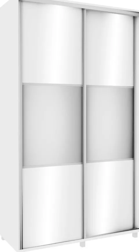 Szafa przesuwna 120 cm lustra (biały połysk)