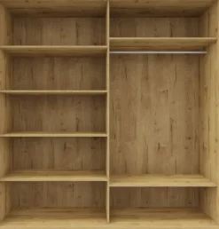 Szafa przesuwna lustra 200cm (biały połysk/lustro/dąb Soma ciemny)