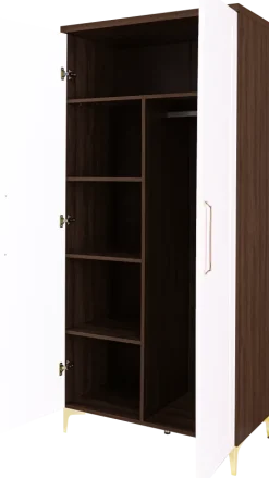 Szafa z półkami i drążkiem Hawana (biały lakier mat/orzech Foresta)