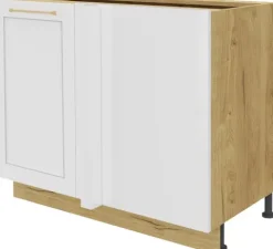 Szafka narożna dolna - prosta prawa wym.110cm Laurencja (biały lakier mat/dąb Soma ciemny)