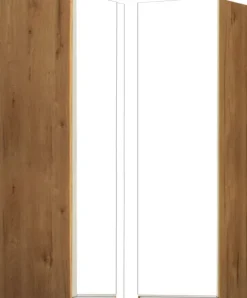 Szafka narożna górna (litera L) Monia 100cm (biały połysk/dąb Soma ciemny)