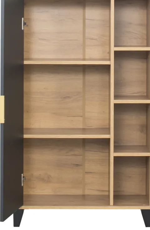 Szafka stojąca z drzwiczkami i półkami Floryda (grafit/dąb Soma ciemny