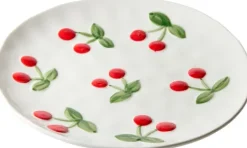 Talerz deserowy Cherry 163 (biały w wiśnie)