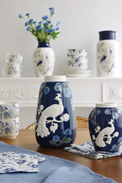 Wazon ceramiczny Pavone 45 (niebieski/biały)