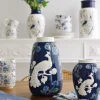 Wazon ceramiczny Pavone 46 (niebieski/biały)