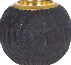 Świecznik ceramiczny Konti 22 (czarny/złoty)
