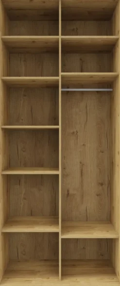 Wysoka szafa przesuwna 100 cm (dąb Soma ciemny/czarne okucia)