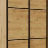 Wysoka szafa przesuwna 120 cm (dąb Soma ciemny/czarne okucia)