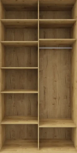 Wysoka szafa przesuwna 120 cm (dąb Soma ciemny/czarne okucia)