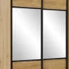 Wysoka szafa przesuwna 100 cm lustra (dąb Soma ciemny/czarne okucia)