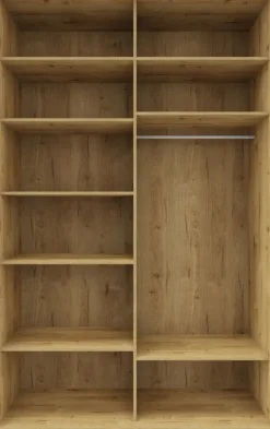 Wysoka szafa przesuwna 150 cm lustra (dąb Soma ciemny/czarne okucia)